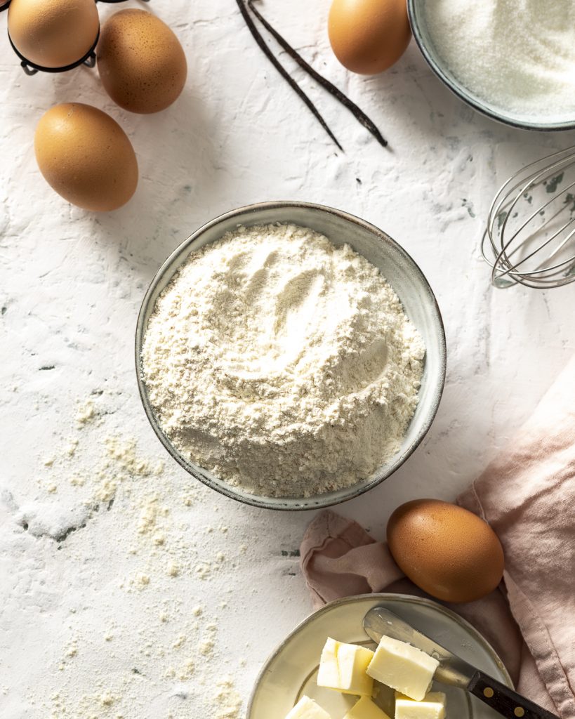 ingredienti per la preparazione della pasta frolla sablè 